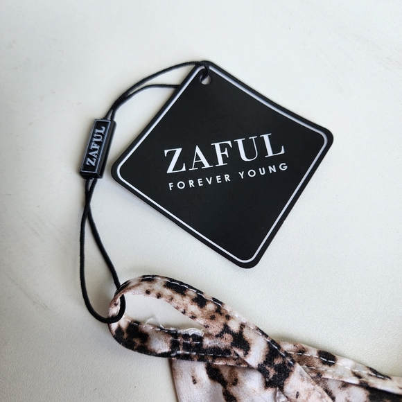 NWT Zaful Women's Sleeveless Sundress Snake Print Satin Mini Dress Brown Sz S - Picture 11 of 13